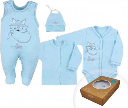 4-dílná kojenecká souprava Koala Fox Love modrá, Modrá, 56 (0-3m) - obrázek 1