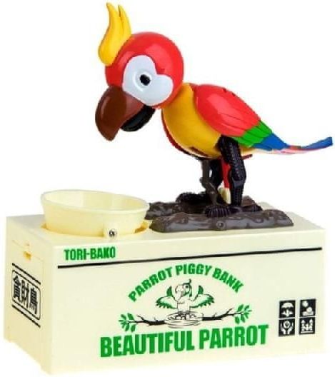 AUR Dětská pokladnička papoušek - červená - obrázek 1