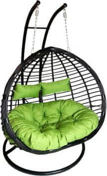 FORLIVING Závěsné relaxační křeslo TWIN - zelený sedák - obrázek 1