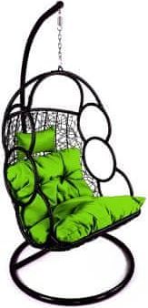 FORLIVING Závěsné relaxační křeslo SEWA, zelený sedák - obrázek 1