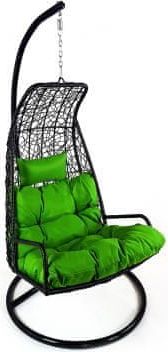 FORLIVING Závěsné relaxační křeslo LAZY - zelený sedák - obrázek 1