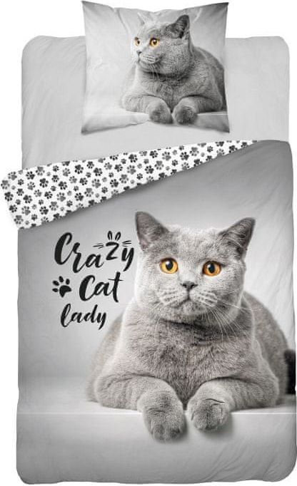 Detexpol Povlečení Crazy Cat Bavlna, 140/200, 70/80 cm - obrázek 1