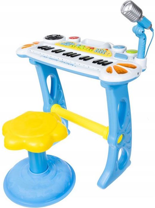 ISO Elektronické klávesy s mikrofonem a stoličkou modré - obrázek 1