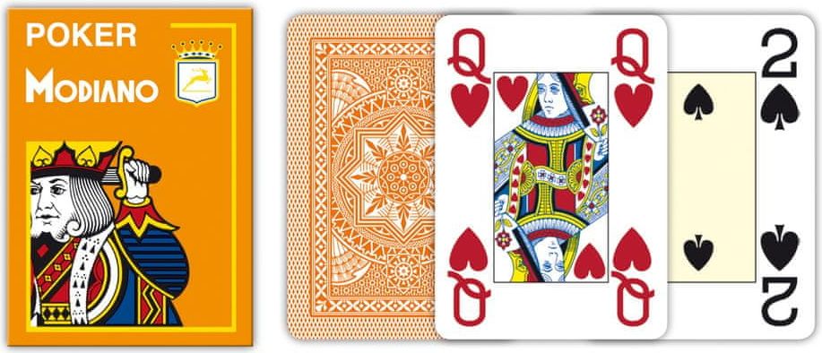 Modiano Texas Poker Size - 4 Jumbo Index - Profi plastové karty - oranžová - obrázek 1
