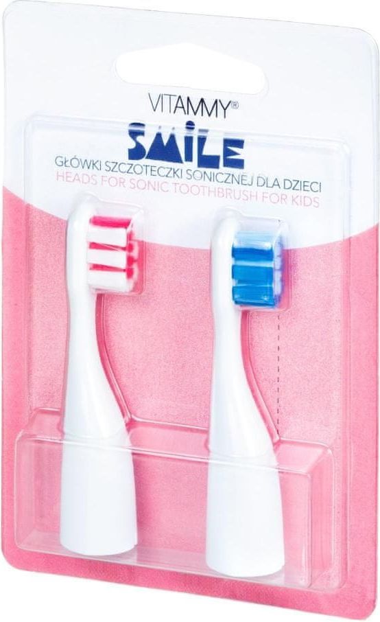 Vitammy SMILE náhradní násady na dětské zubní kartáčky Smile, 2ks, růžová / modrá - obrázek 1
