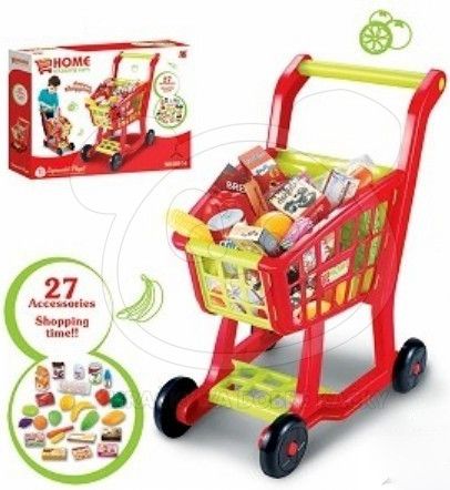 Dětský nákupní vozík s příslušenstvím - červený - obrázek 2