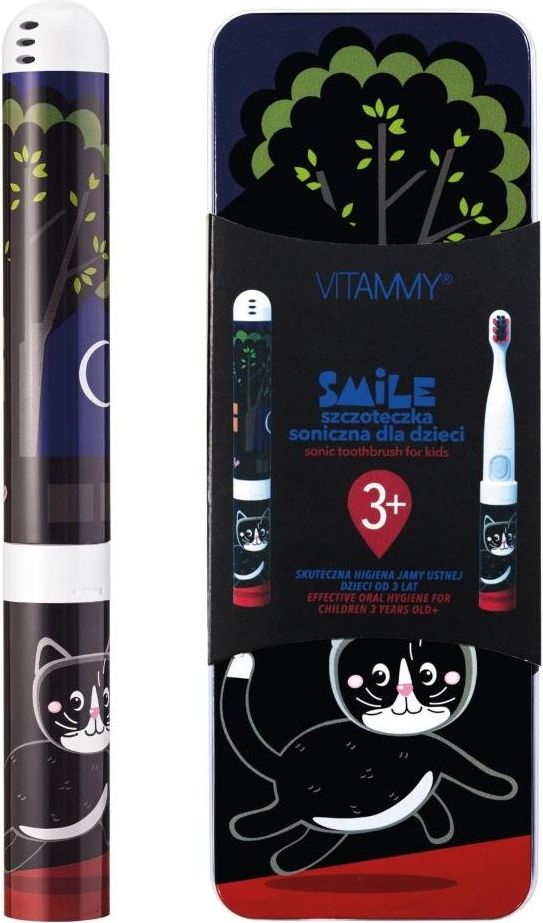 Vitammy SMILE dětská sonický zubní kartáček, Černá kočka, od 3 let - obrázek 1