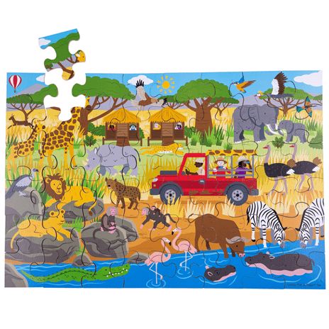 Bigjigs Toys Podlahové puzzle Africké dobrodružné 48dílků - poškozený obal - obrázek 1