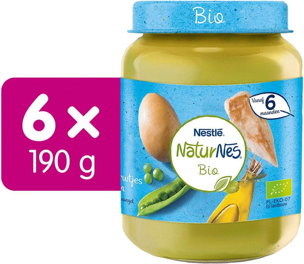 Nestlé NaturNes BIO dětský příkrm hrášek s bramborami a kuřecím masem 6x 190g - obrázek 1
