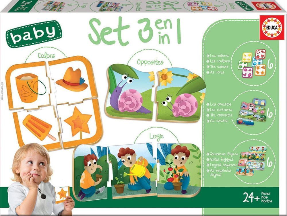 Educa poškozený obal: Baby puzzle set Barvy, posloupnost a protiklady 3v1 - obrázek 1