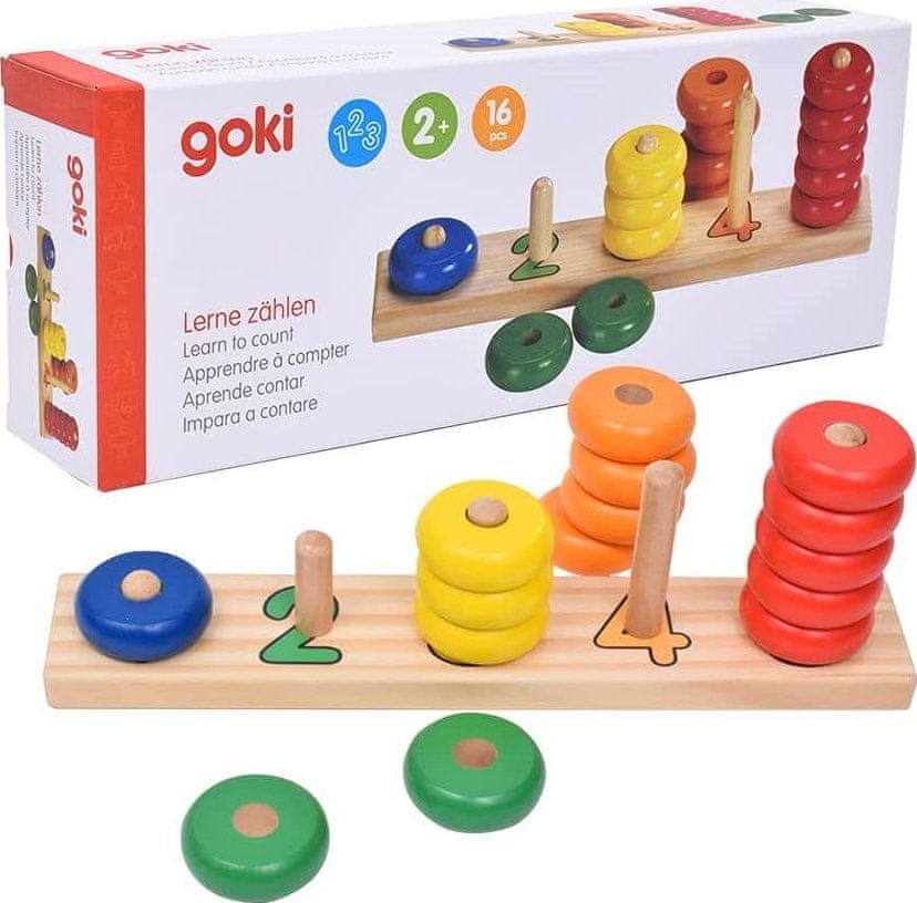 Goki Třídící hra Naučte se počítat s dřevěnými kroužky - obrázek 1