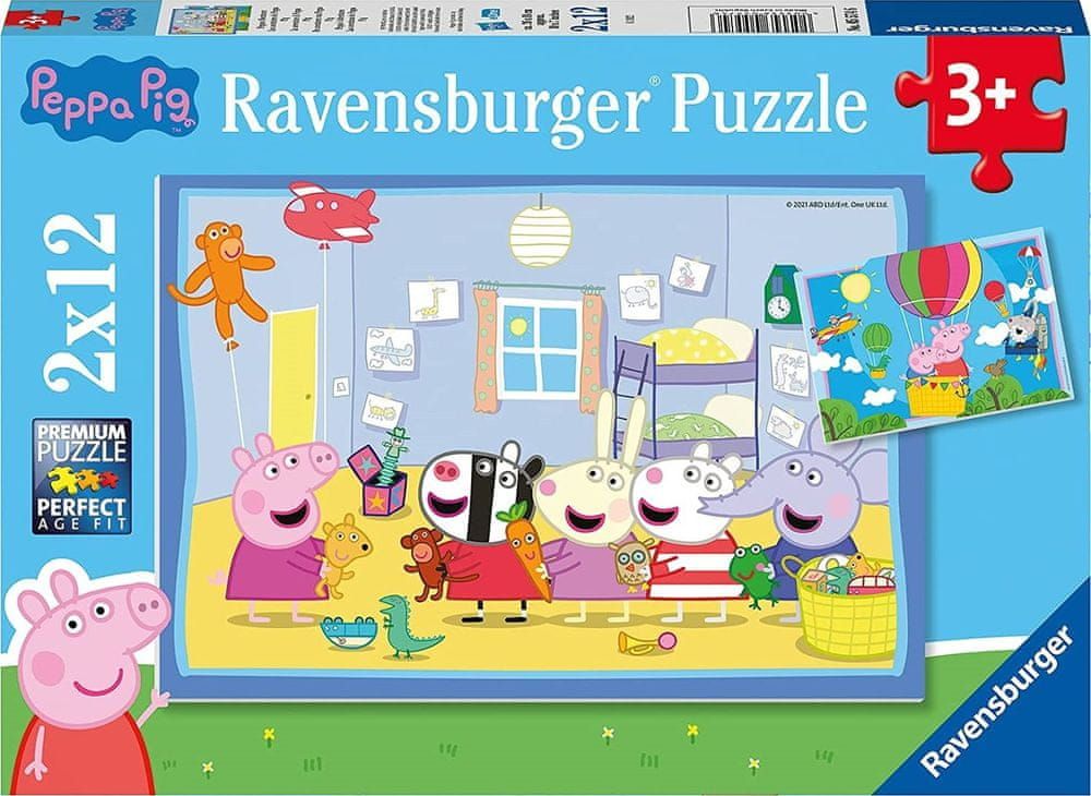 Ravensburger Puzzle Prasátko Peppa: Peppino dobrodružství 2x12 dílků - obrázek 1