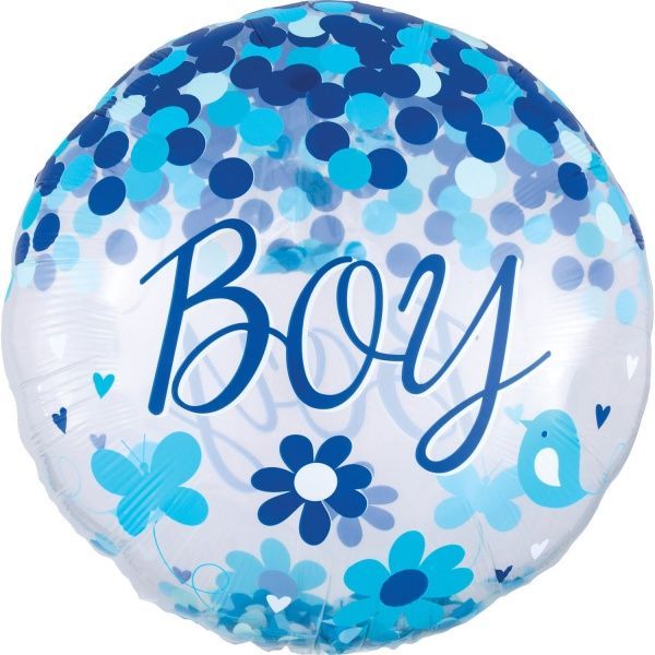 Amscan Balónek fóliový Jumbo s konfetami Baby Boy - obrázek 1