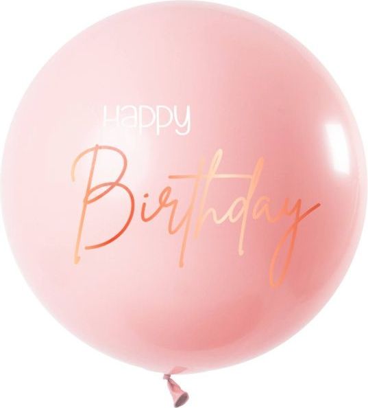 MojeParty Balónek latexový XL Happy Birthday Elegant Lush Blush 80 cm - obrázek 1