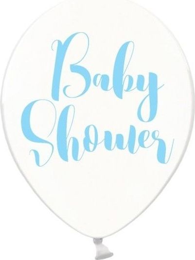 PartyDeco Balónky 50 ks crystal bílý, modré "Baby Shower" 30 cm - obrázek 1