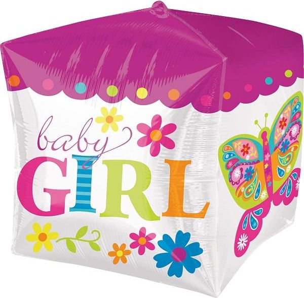 MojeParty Balónek fóliový krychle Baby Girl 38 cm - obrázek 1