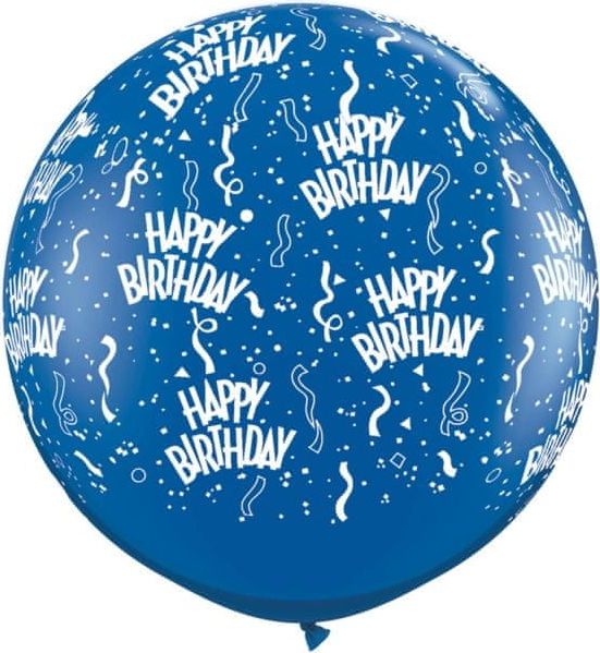 MojeParty Balóny latexové Happy Birthday modré 90 cm 2 ks - obrázek 1