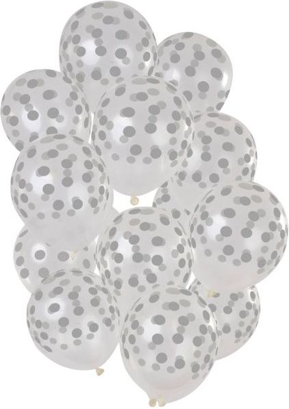 MojeParty Balónky latexové Malé puntíky stříbrné 15 ks - obrázek 1