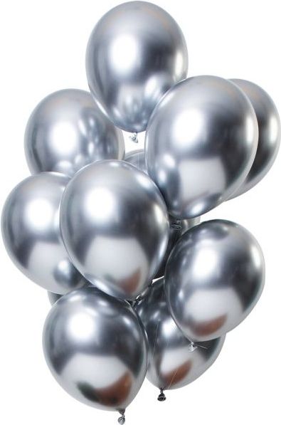MojeParty Balónky latexové zářivé stříbrné 33 cm 12 ks - obrázek 1