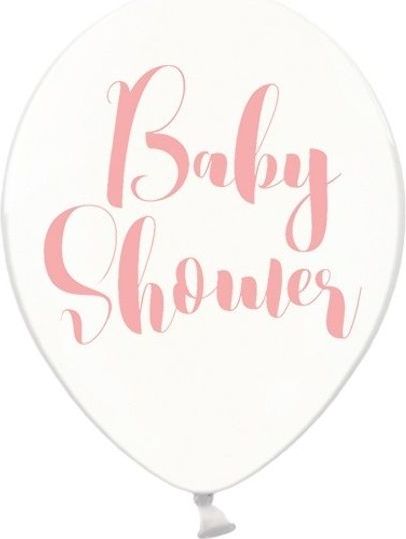 PartyDeco Balónky 50 ks crystal bílý,růžové "Baby Shower" 30 cm - obrázek 1