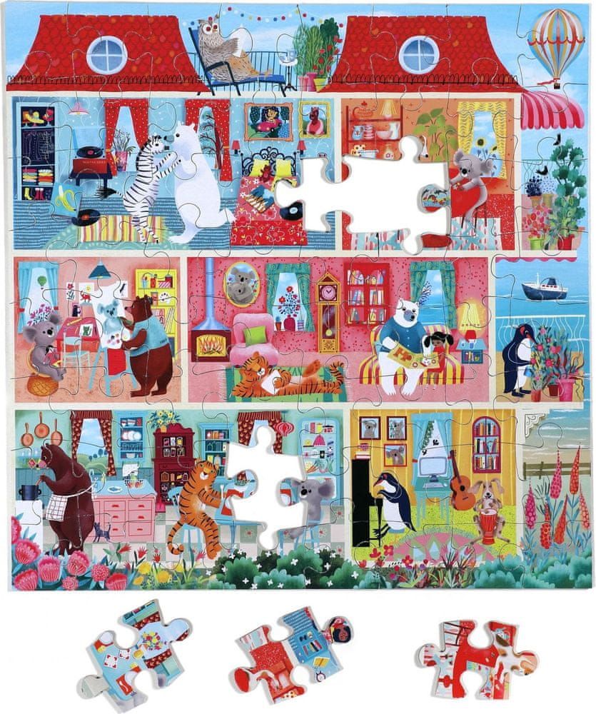 eeBoo Čtvercové puzzle Koala House Party 64 dílků - obrázek 1