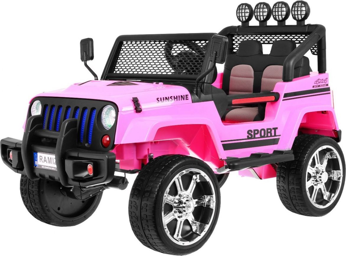 Ramiz Jeep Raptor 4x4, kožená sedačka, 2 místné - růžové - obrázek 1