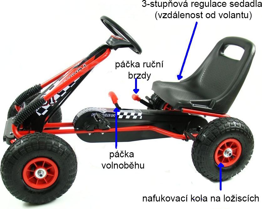 Dimix Šlapací motokára GM115 - červená - obrázek 6