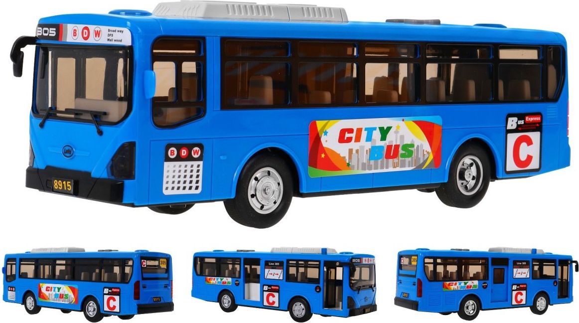 Velký hrací školní autobus - modrý - obrázek 1