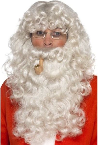 Smiffys Paruka s vousy brýlemi a dýmkou – Santa Deluxe - obrázek 1
