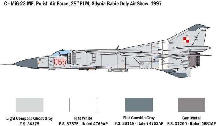 ITALERI Model Kit letadlo 2798 - MiG-23 MF/BN Flogger (1:48) - obrázek 4