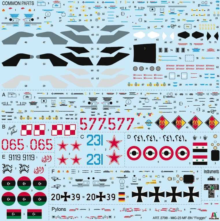 ITALERI Model Kit letadlo 2798 - MiG-23 MF/BN Flogger (1:48) - obrázek 9