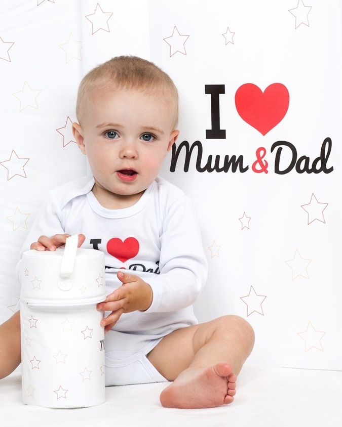 Termoobal Mini New Baby I love Mum and Dad bílý - obrázek 2