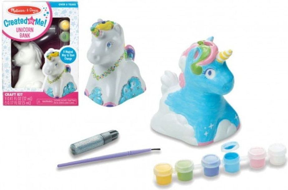 Lowlands Kreativní sada Pokladnička k vymalování Jednorožec s doplňky v krabičce 15x20x8cm - obrázek 1