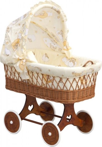 Proutěný košík na miminko s boudičkou Mráček - béžová - obrázek 1