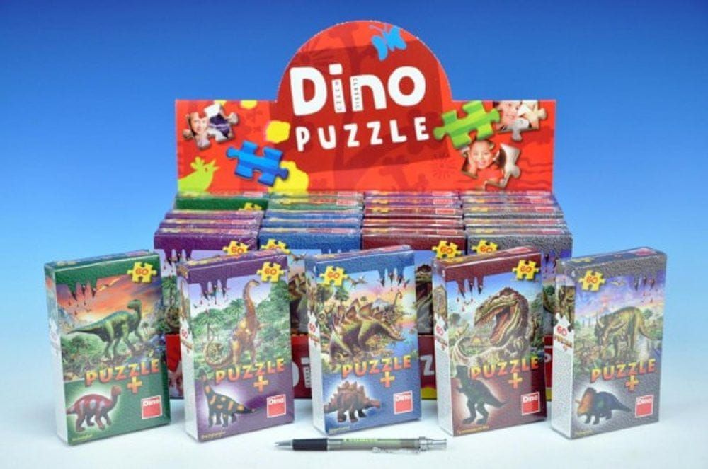 Dino Puzzle Dinosauři 23,5x21,5cm 60 dílků + figurka asst 6 druhů v krabičce 24ks v boxu - obrázek 1