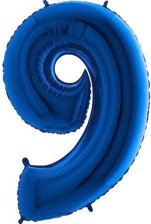 Fóliový balónek číslice 9 - modrý - blue - 110cm - obrázek 1