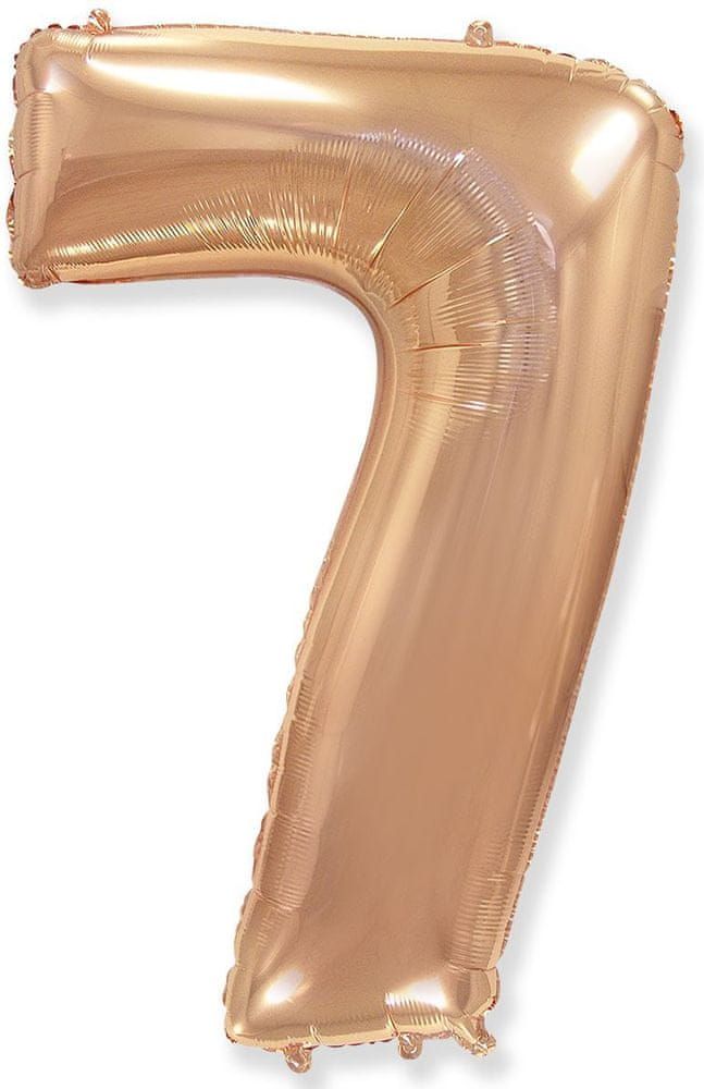 Fóliový balónek číslice 7 - rosegold - růžovo zlatá - 102 cm - obrázek 1