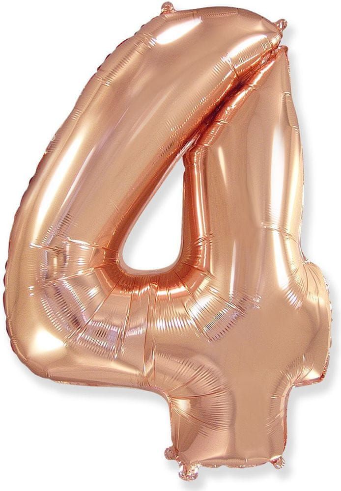 Fóliový balónek číslice 4 - rosegold - růžovo zlatá - 102 cm - obrázek 1