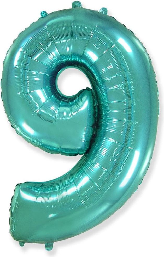 Fóliový balónek číslice 9 - tyrkysová - tiffany - 102cm - obrázek 1