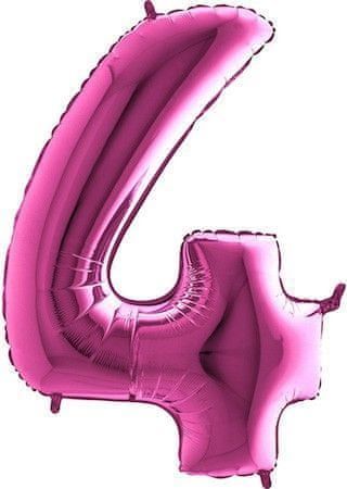 Fóliový balónek číslice 4 - růžová - pink - 102cm - obrázek 1