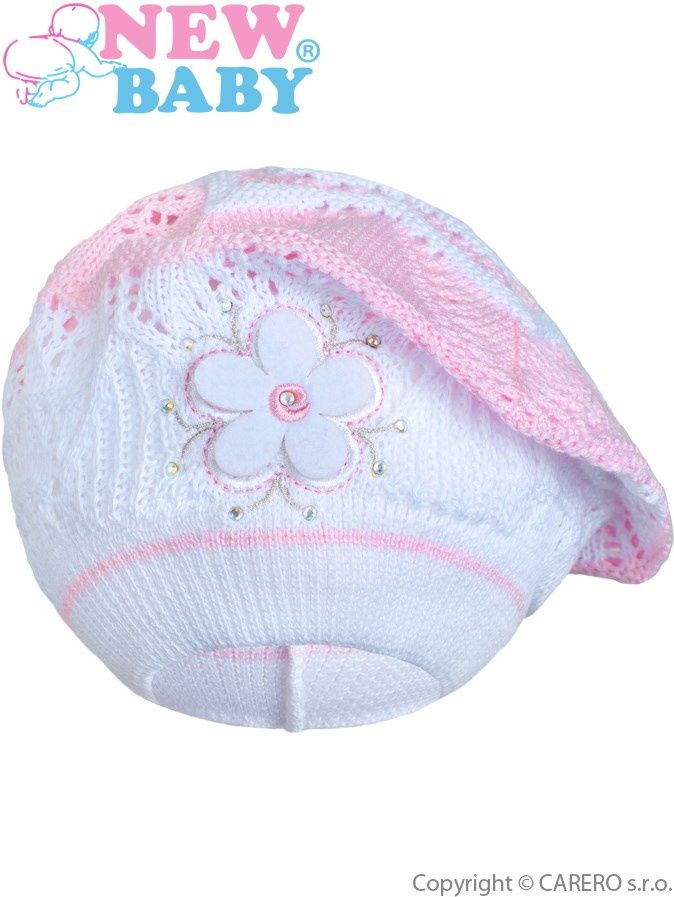 Pletená čepička-baret New Baby světle růžová&nbsp;-&nbsp;104 (3-4r) - obrázek 1