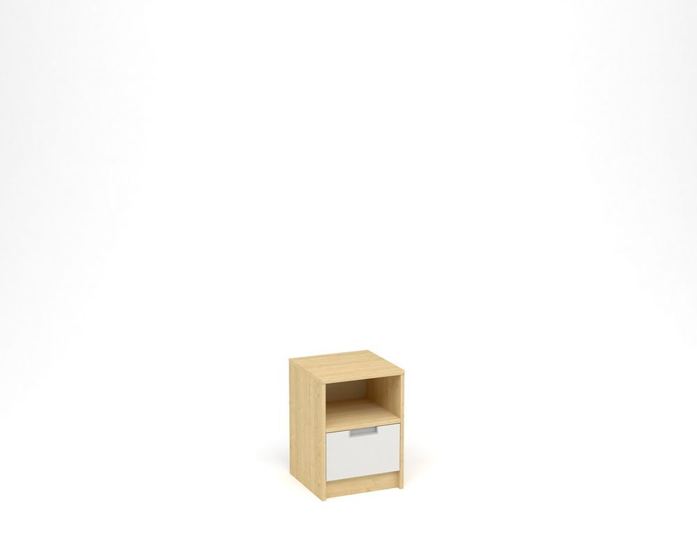 ANTERIA Noční stolek, 1 zásuvka s nikou, javor/bílá - obrázek 1