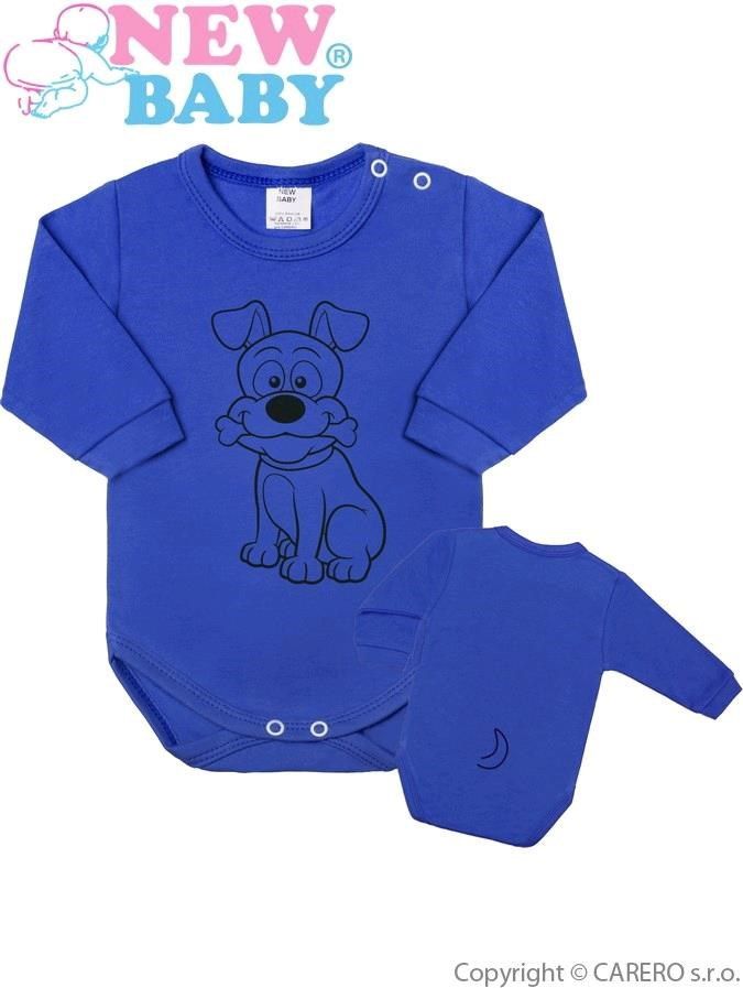 Kojenecké body s dlouhým rukávem New Baby Zvířátko Pejsek modré&nbsp;-&nbsp;80 (9-12m) - obrázek 1