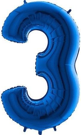 Fóliový balónek číslice 3 - modrý - blue - 110cm - obrázek 1
