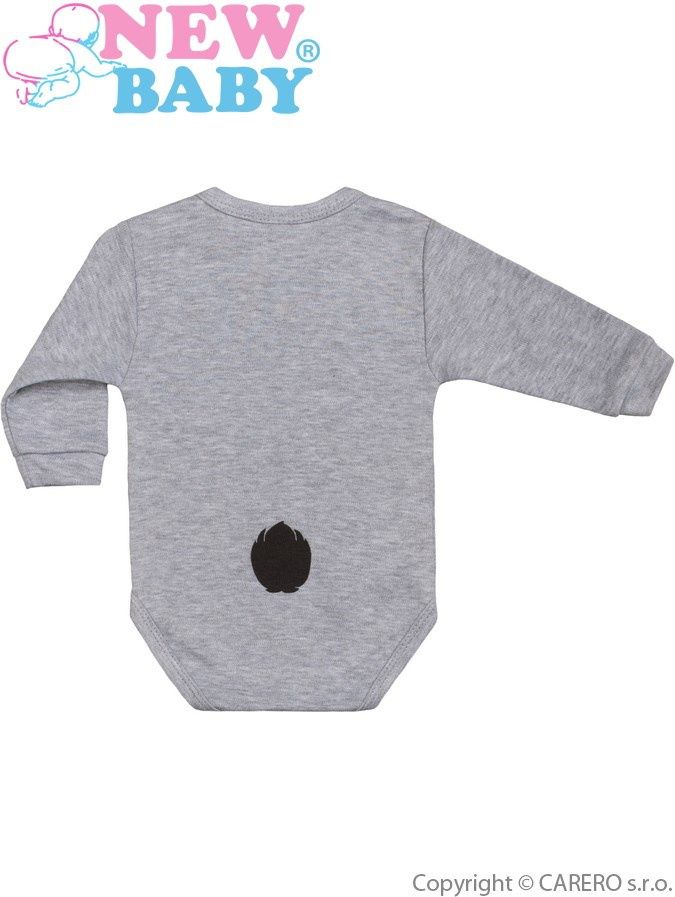 Kojenecké body s dlouhým rukávem New Baby Zvířátko Zajíček šedé - 50 - obrázek 3