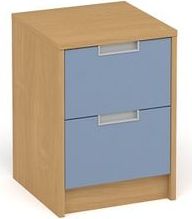 ANTERIA Noční stolek, 2 zásuvky, buk/modrá - obrázek 1