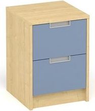 ANTERIA Noční stolek, 2 zásuvky, javor/modrá - obrázek 1