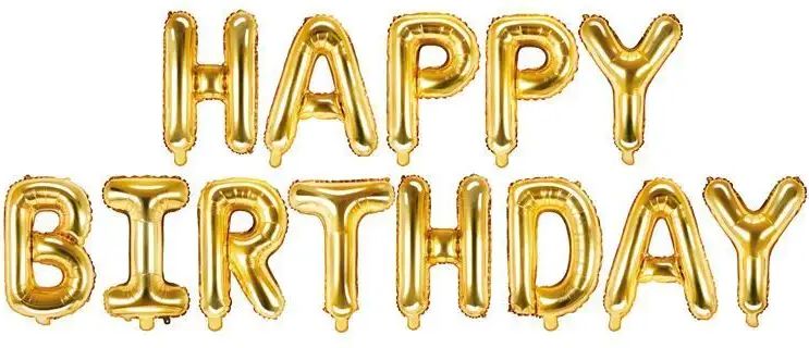 Fóliový nápis balónky narozeniny - HAPPY BIRTHDAY - zlatý - gold - 340 cm - obrázek 1