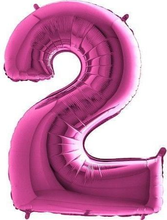 Fóliový balónek číslice 2 - růžová - pink - 102cm - obrázek 1