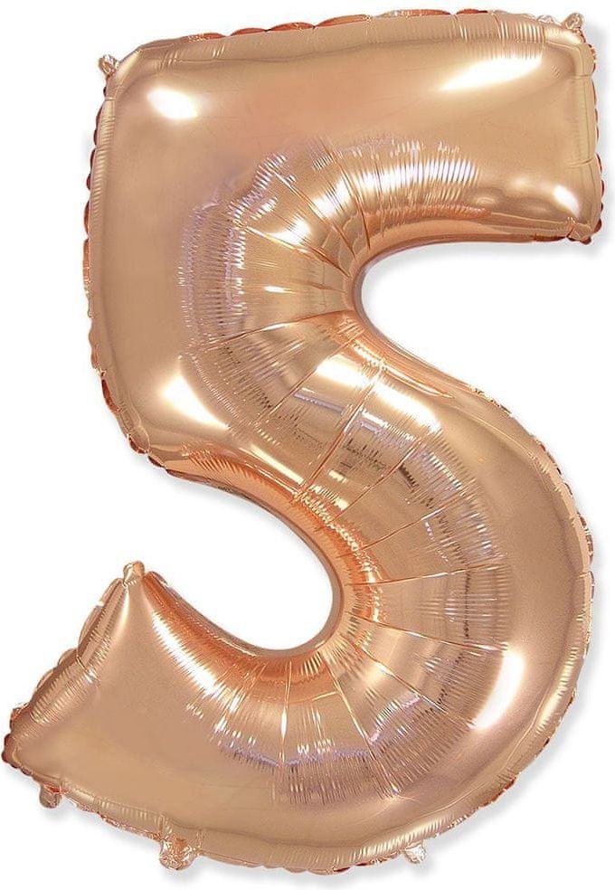 Fóliový balónek číslice 5 - rosegold - růžovo zlatá - 102 cm - obrázek 1